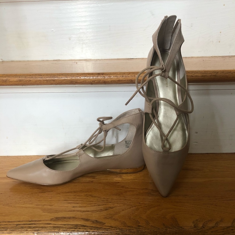 UNWORN Nude Saks Fith Ave Lace Up Flats